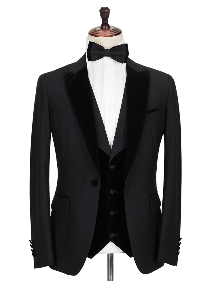 3 Piece Marriage Suit with Peak Lapel for Men - Pink 2 Buttons